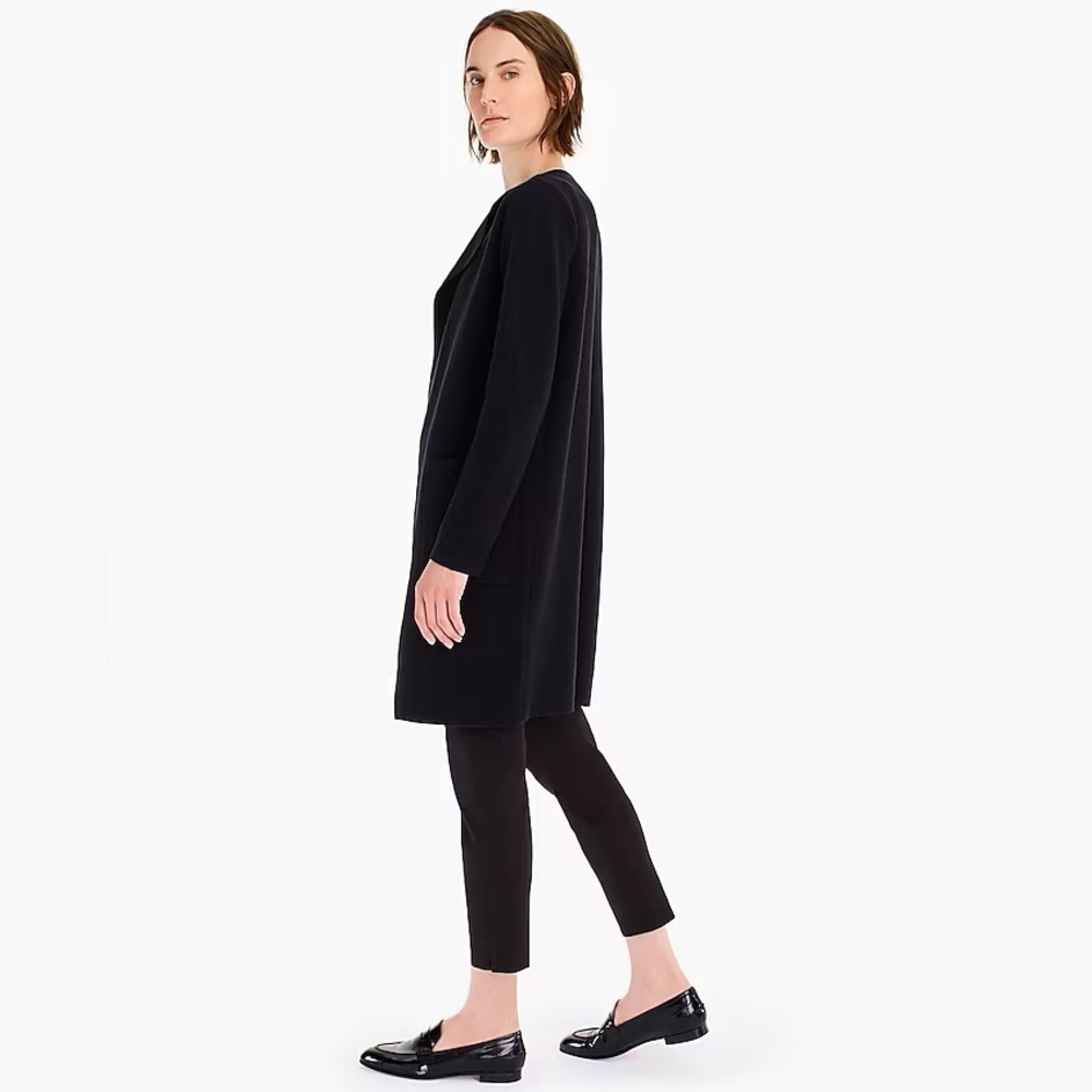 NWT J Crew Long Black Cardigan Sweater Juliette collarless knit blazer size xs - Picture 3 of 10